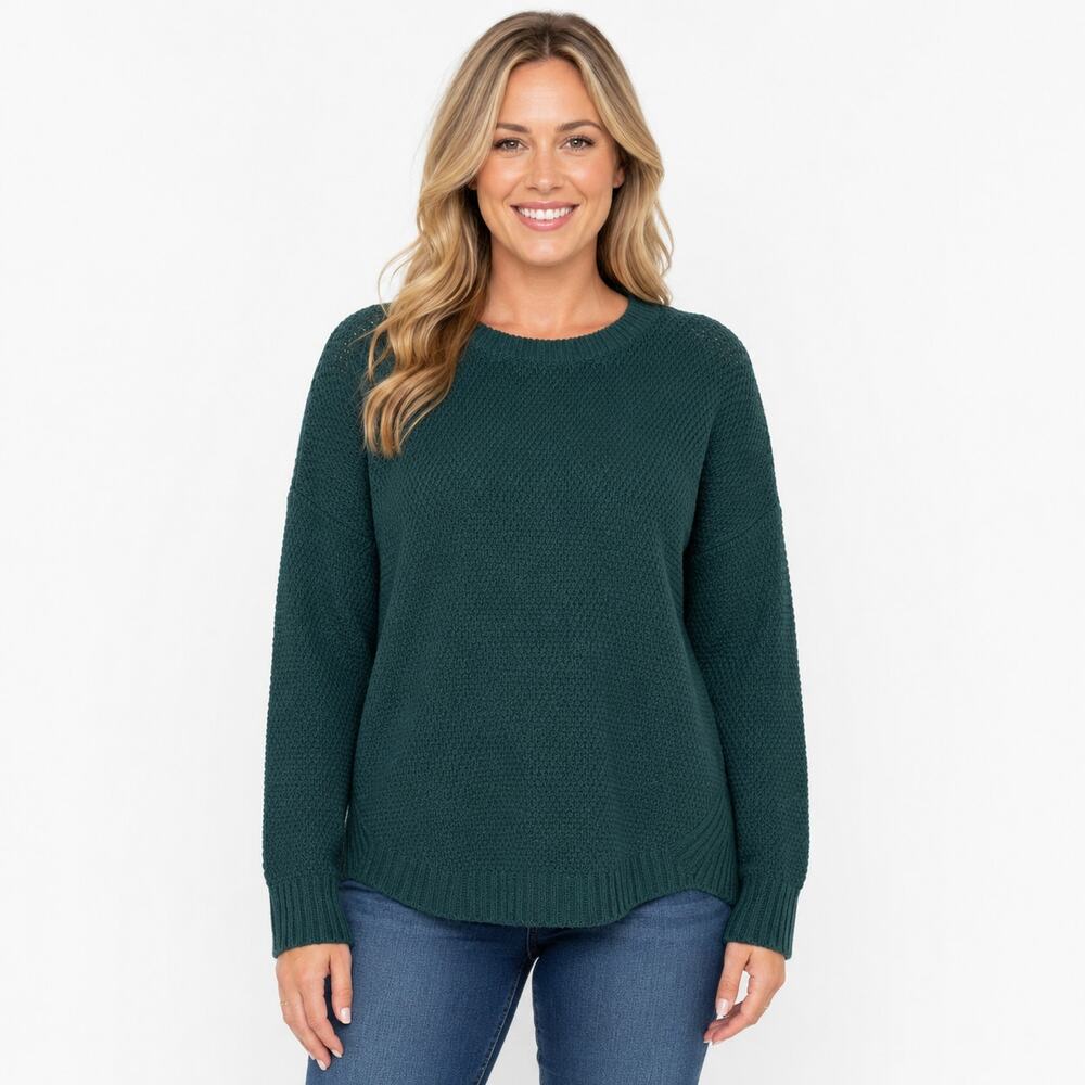 Pink Clover XL Dark Teal Green Knit Sweater Crewneck Long Sleeve Pullover